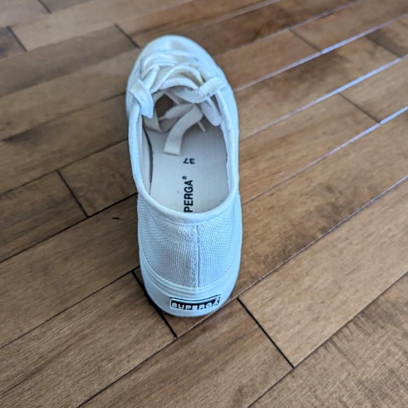 Superga 2790 White Canvas Platform Sneakers Shoes Women Size 6.5 - Picture 13 of 16